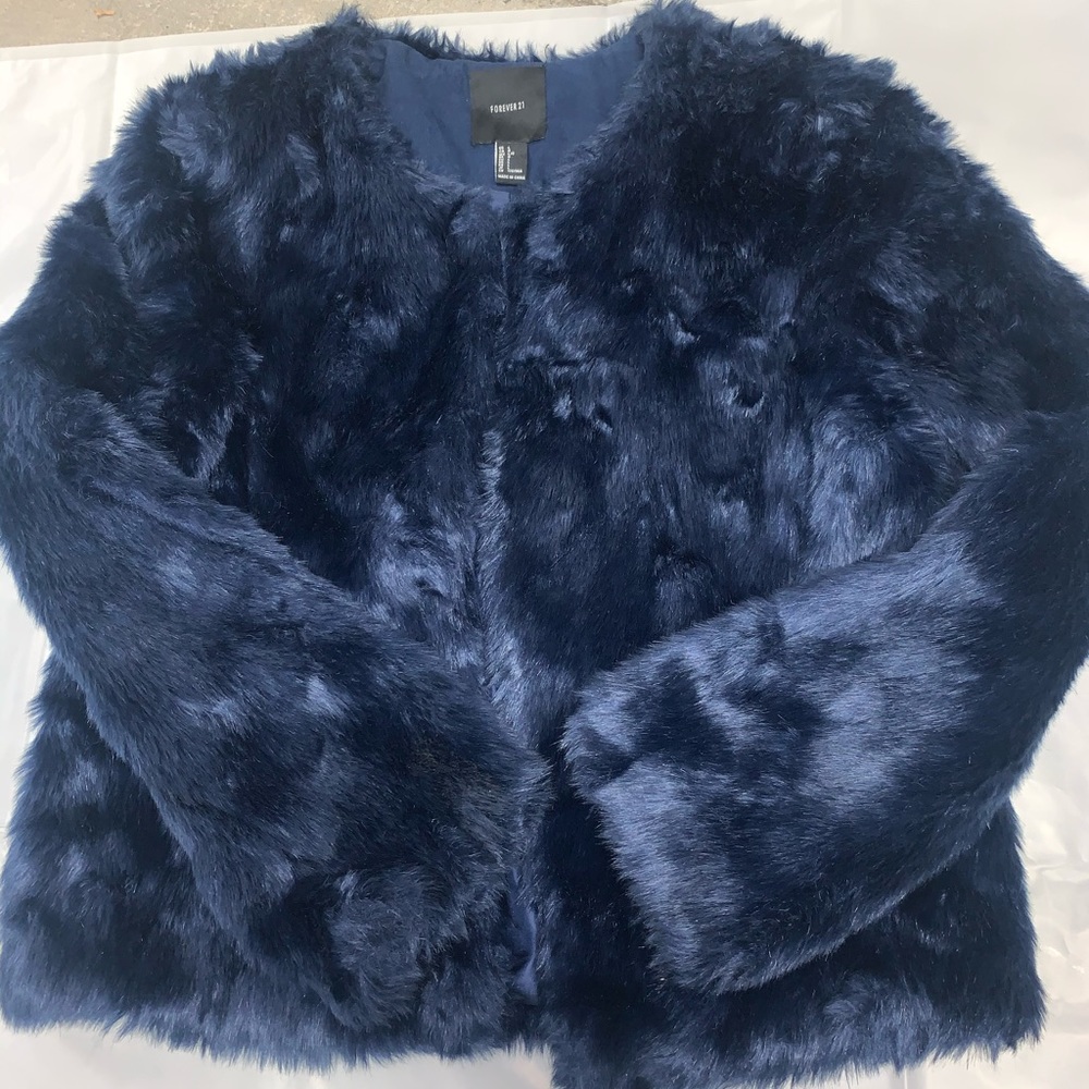 Faux Navy blue Fur jacket
